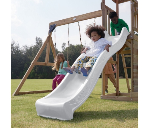 AXI Drewniany Duży Plac Zabaw Huśtawki Zjeżdżalnia Wieża + Piaskownica - Biały