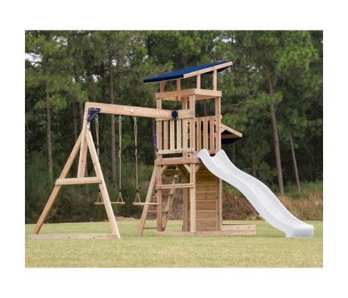 AXI Drewniany Duży Plac Zabaw Huśtawki Zjeżdżalnia Wieża + Piaskownica - Biały