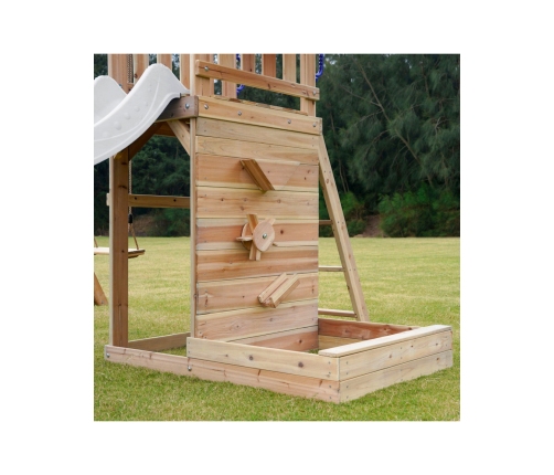 AXI Drewniany Duży Plac Zabaw Huśtawki Zjeżdżalnia Wieża + Piaskownica - Biały