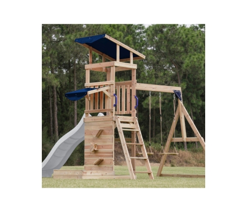 AXI Drewniany Duży Plac Zabaw Huśtawki Zjeżdżalnia Wieża + Piaskownica - Biały