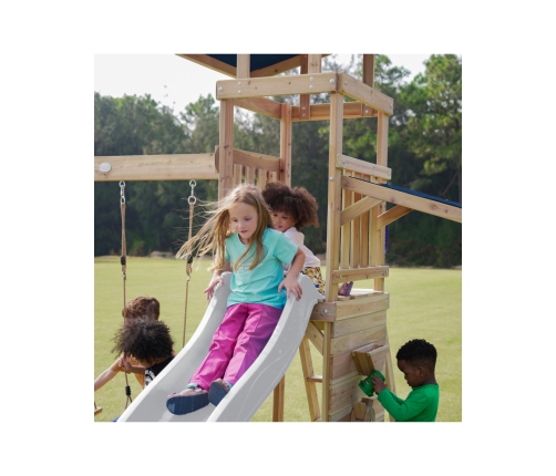 AXI Drewniany Duży Plac Zabaw Huśtawki Zjeżdżalnia Wieża + Piaskownica - Biały