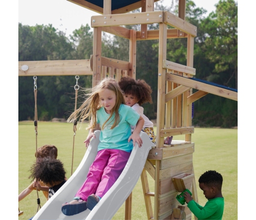 AXI Drewniany Duży Plac Zabaw Huśtawki Zjeżdżalnia Wieża + Piaskownica - Biały