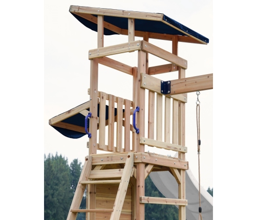 AXI Drewniany Duży Plac Zabaw Huśtawki Zjeżdżalnia Wieża + Piaskownica - Biały