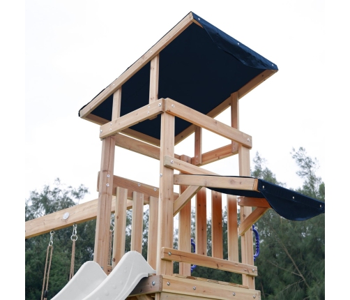 AXI Drewniany Duży Plac Zabaw Huśtawki Zjeżdżalnia Wieża + Piaskownica - Biały