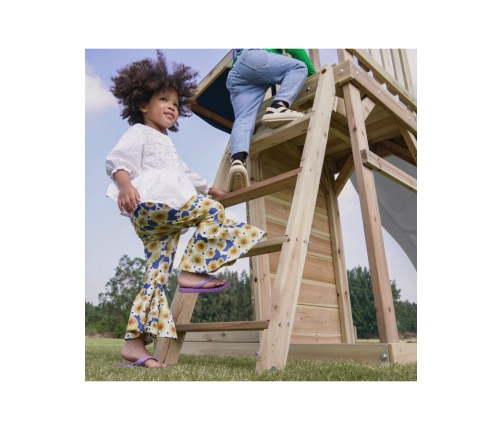 AXI Drewniany Duży Plac Zabaw Huśtawki Zjeżdżalnia Wieża + Piaskownica - Biały