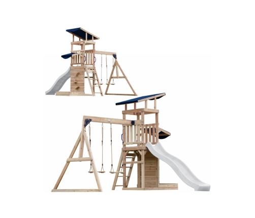 AXI Drewniany Duży Plac Zabaw Huśtawki Zjeżdżalnia Wieża + Piaskownica - Biały