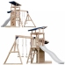 AXI Drewniany Duży Plac Zabaw Huśtawki Zjeżdżalnia Wieża + Piaskownica - Biały
