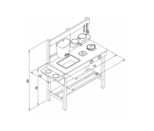 AXI Duża Drewniana Kuchnia Zabawa Woda i Piaskiem