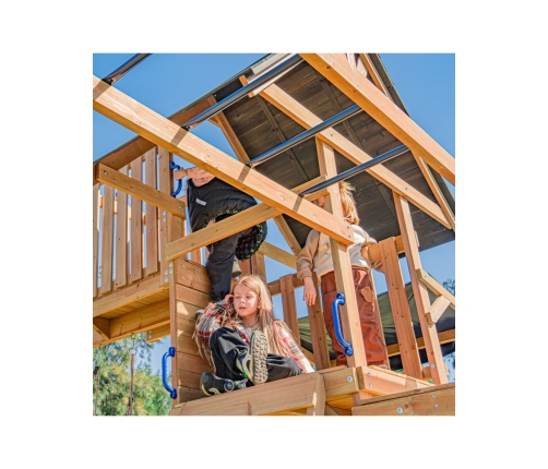 AXI Mitch - Duży Plac Zabaw Drewniany Zjeżdżalnia Hustawki Ścianka Wspinaczkowa + Wieża