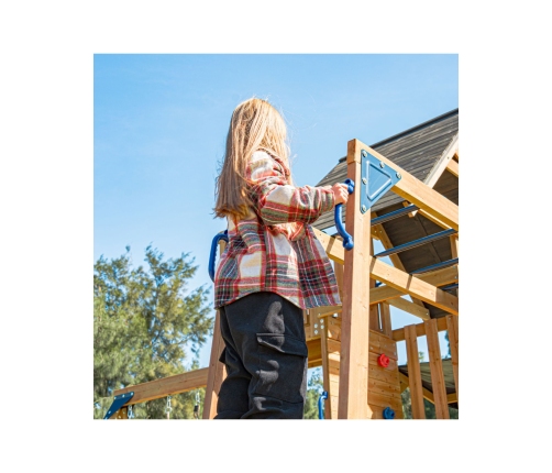 AXI Mitch - Duży Plac Zabaw Drewniany Zjeżdżalnia Hustawki Ścianka Wspinaczkowa + Wieża