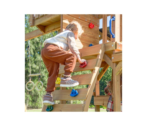 AXI Mitch - Duży Plac Zabaw Drewniany Zjeżdżalnia Hustawki Ścianka Wspinaczkowa + Wieża