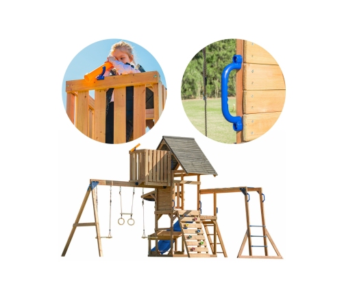 AXI Mitch - Duży Plac Zabaw Drewniany Zjeżdżalnia Hustawki Ścianka Wspinaczkowa + Wieża