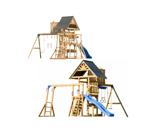 AXI Mitch - Duży Plac Zabaw Drewniany Zjeżdżalnia Hustawki Ścianka Wspinaczkowa + Wieża