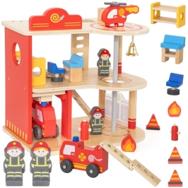 VIGA Drewniany Garaż Remiza Straży Pożarnej Zestaw 14 el VIGA Drewniany Garaż Remiza Straży Pożarnej Zestaw 14 el
