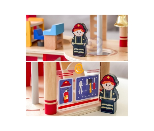 VIGA Drewniany Garaż Remiza Straży Pożarnej Zestaw 14 el