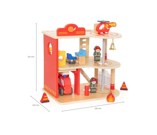 VIGA Drewniany Garaż Remiza Straży Pożarnej Zestaw 14 el