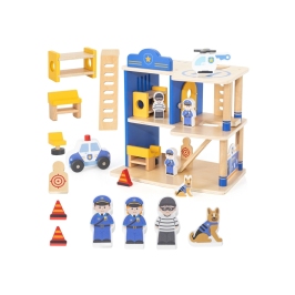 VIGA Drewniany Komisariat Policji Radiowóz 3 poziomy 14 el