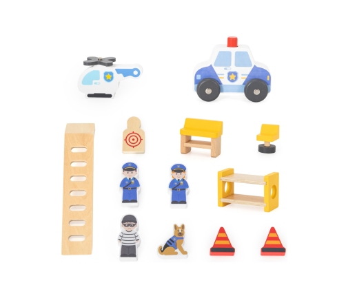 VIGA Drewniany Komisariat Policji Radiowóz 3 poziomy 14 el