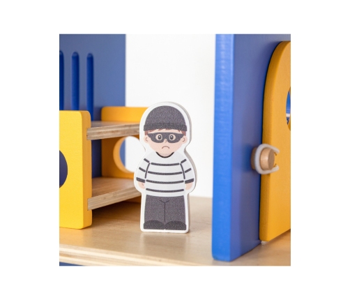 VIGA Drewniany Komisariat Policji Radiowóz 3 poziomy 14 el