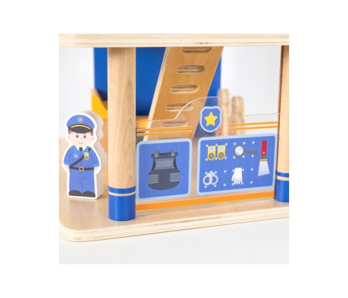 VIGA Drewniany Komisariat Policji Radiowóz 3 poziomy 14 el