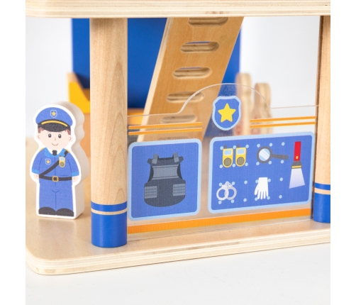 VIGA Drewniany Komisariat Policji Radiowóz 3 poziomy 14 el