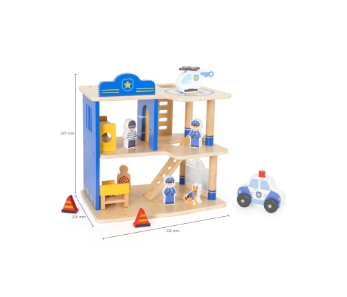 VIGA Drewniany Komisariat Policji Radiowóz 3 poziomy 14 el