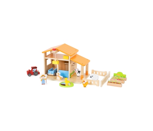 VIGA Drewniana Farma Dom Farmera Z Ogródkiem I Traktorem 21 el