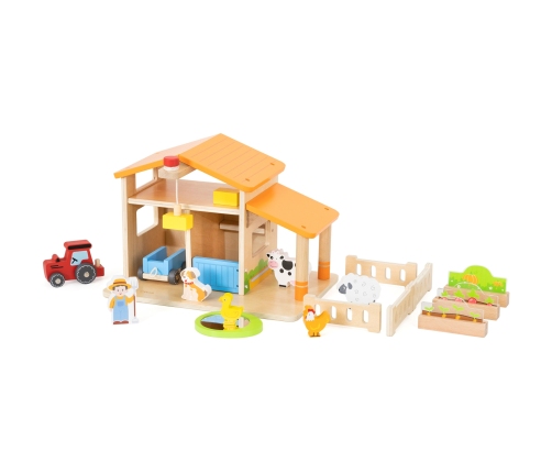 VIGA Drewniana Farma Dom Farmera Z Ogródkiem I Traktorem 21 el