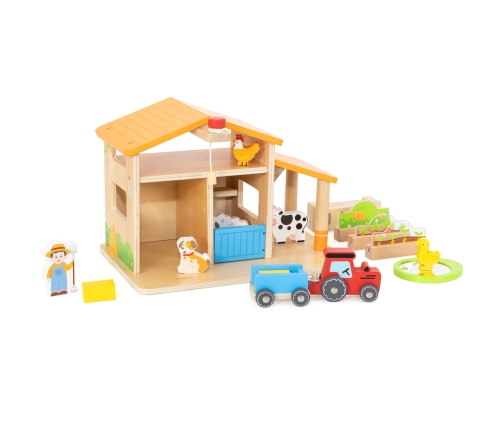 VIGA Drewniana Farma Dom Farmera Z Ogródkiem I Traktorem 21 el
