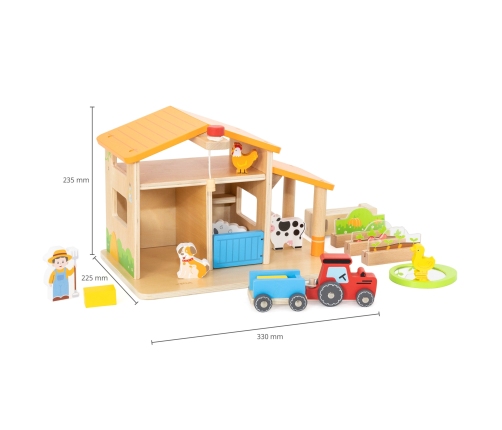 VIGA Drewniana Farma Dom Farmera Z Ogródkiem I Traktorem 21 el