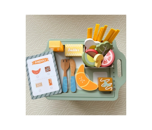 WOOPIE GREEN Zestaw Śniadaniowy z Tacą i Akcesoriami Serwis Pastelowy