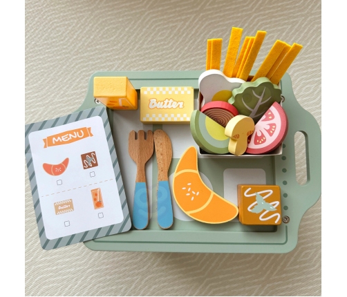 WOOPIE GREEN Zestaw Śniadaniowy z Tacą i Akcesoriami Serwis Pastelowy