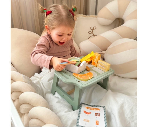 WOOPIE GREEN Zestaw Śniadaniowy z Tacą i Akcesoriami Serwis Pastelowy