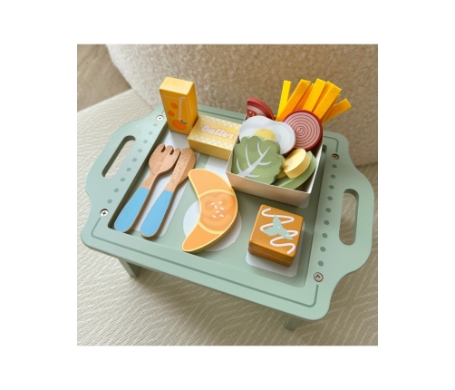 WOOPIE GREEN Zestaw Śniadaniowy z Tacą i Akcesoriami Serwis Pastelowy