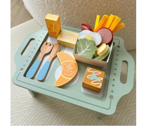 WOOPIE GREEN Zestaw Śniadaniowy z Tacą i Akcesoriami Serwis Pastelowy