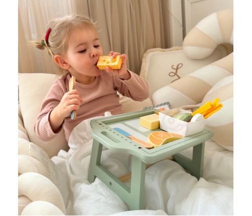 WOOPIE GREEN Zestaw Śniadaniowy z Tacą i Akcesoriami Serwis Pastelowy