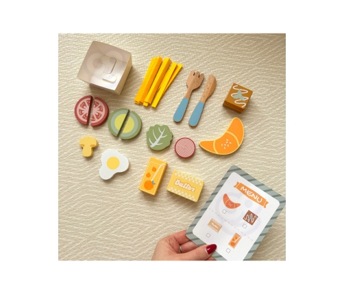 WOOPIE GREEN Zestaw Śniadaniowy z Tacą i Akcesoriami Serwis Pastelowy