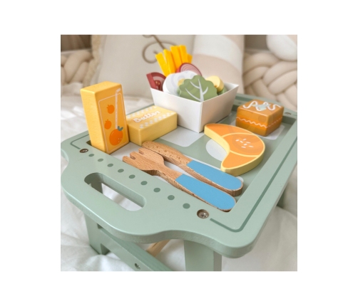 WOOPIE GREEN Zestaw Śniadaniowy z Tacą i Akcesoriami Serwis Pastelowy