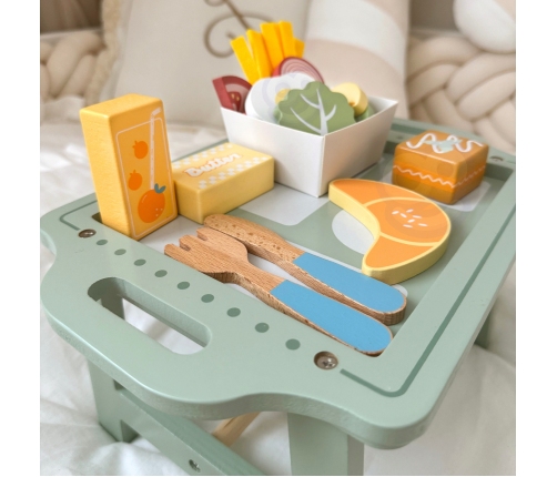 WOOPIE GREEN Zestaw Śniadaniowy z Tacą i Akcesoriami Serwis Pastelowy