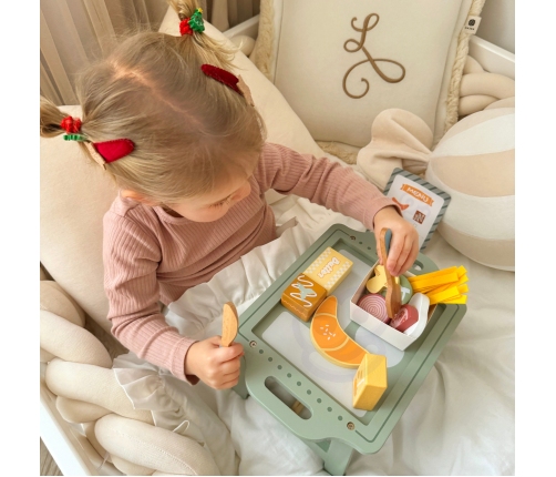 WOOPIE GREEN Zestaw Śniadaniowy z Tacą i Akcesoriami Serwis Pastelowy