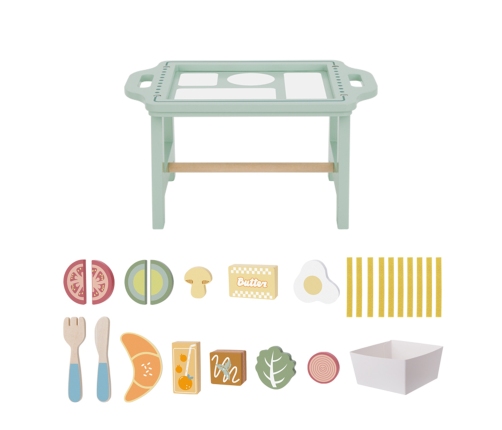 WOOPIE GREEN Zestaw Śniadaniowy z Tacą i Akcesoriami Serwis Pastelowy