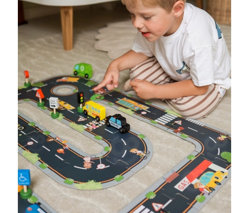 WOOPIE GREEN Droga Puzzle dla Dzieci Autostrada Makieta 21 el. Certyfikat FSC