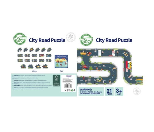 WOOPIE GREEN Droga Puzzle dla Dzieci Autostrada Makieta 21 el. Certyfikat FSC