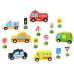 WOOPIE GREEN Zestaw Drewnianych Pojazdów i Znaków Drogowych