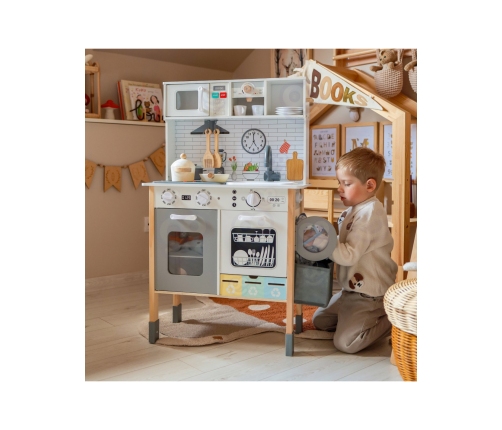 WOOPIE GREEN Drewniana Interaktywna Kuchnia 9w1 z Pralką i Tablicą