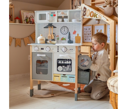 WOOPIE GREEN Drewniana Interaktywna Kuchnia 9w1 z Pralką i Tablicą