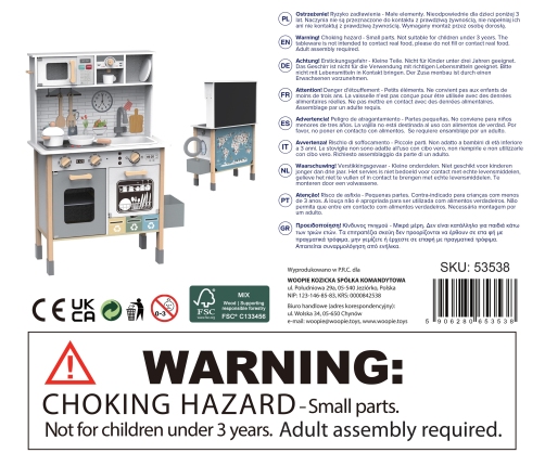 WOOPIE GREEN Drewniana Interaktywna Kuchnia 9w1 z Pralką i Tablicą