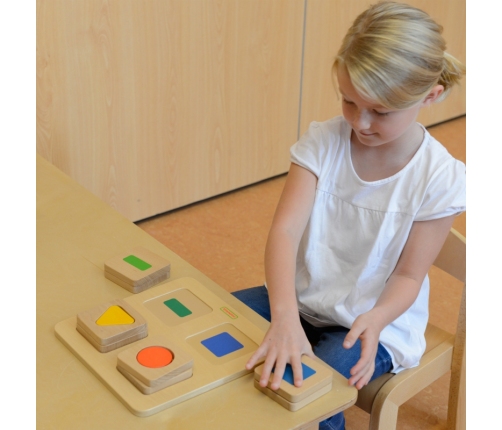 MASTERKIDZ Sensoryczny Sorter Drewniany Kształty i Kolory Montessori