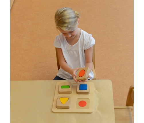 MASTERKIDZ Sensoryczny Sorter Drewniany Kształty i Kolory Montessori