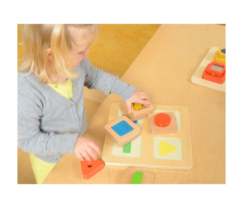 MASTERKIDZ Sensoryczny Sorter Drewniany Kształty i Kolory Montessori